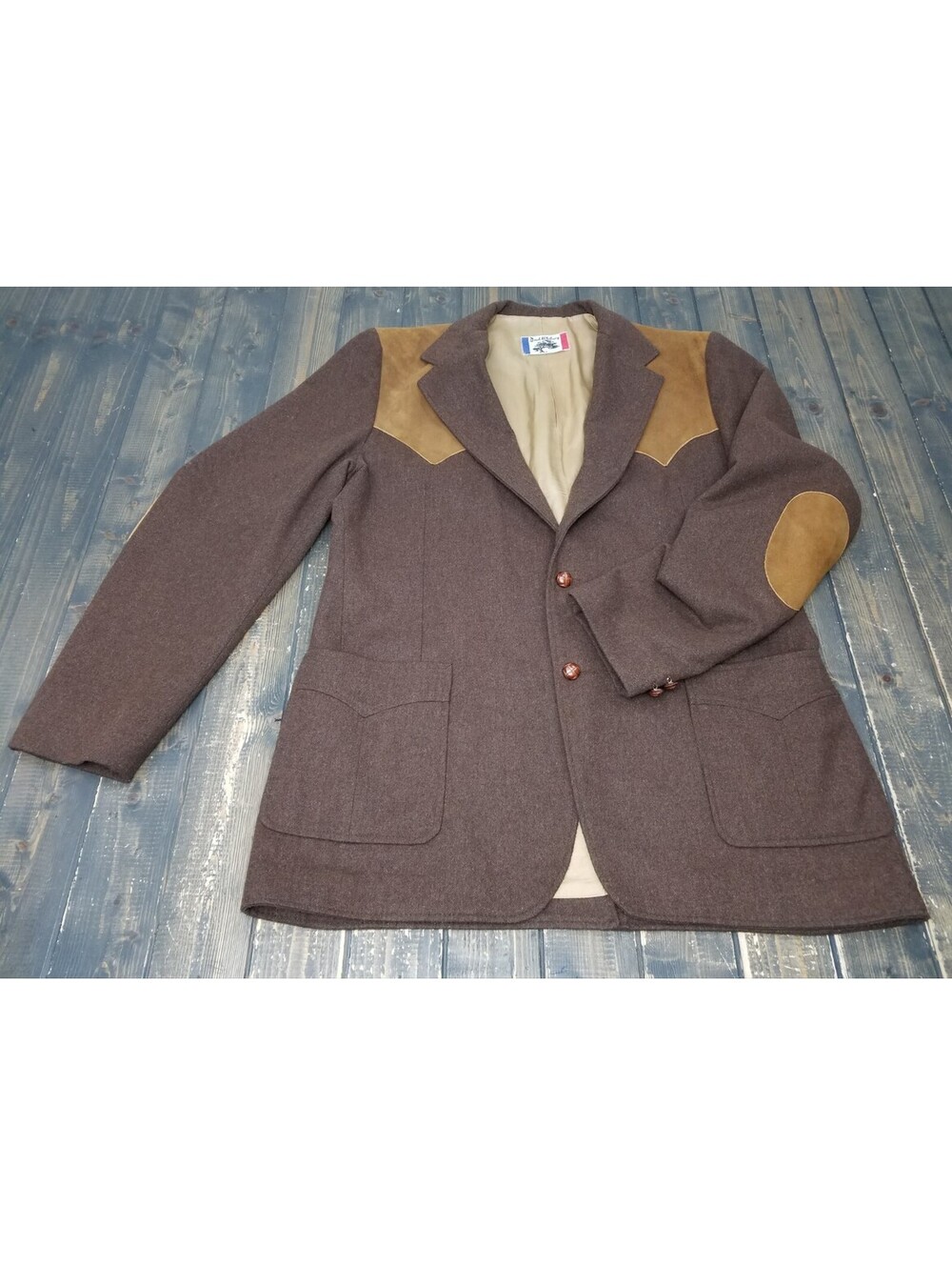 Vintage Brad Whitney Men's Jacket 46 Wool Blazer Western 2 Button - Elbow Patch